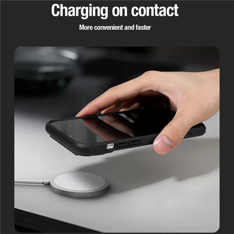 NILLKIN CamShield Pro Case for iPhone 15 Pro Max Anti-drop Phone Case Camera Lens Protection PC+TPU Magnetic Cover - Black