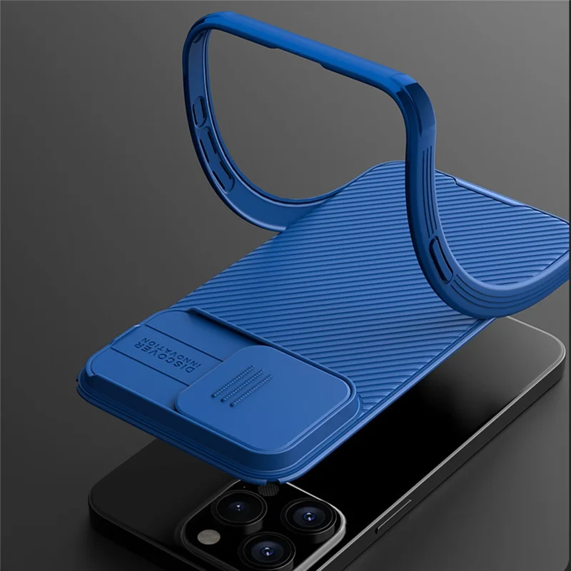 NILLKIN CamShield Pro Case for iPhone 15 Pro Max Anti-drop Phone Case Camera Lens Protection PC+TPU Magnetic Cover - Blue