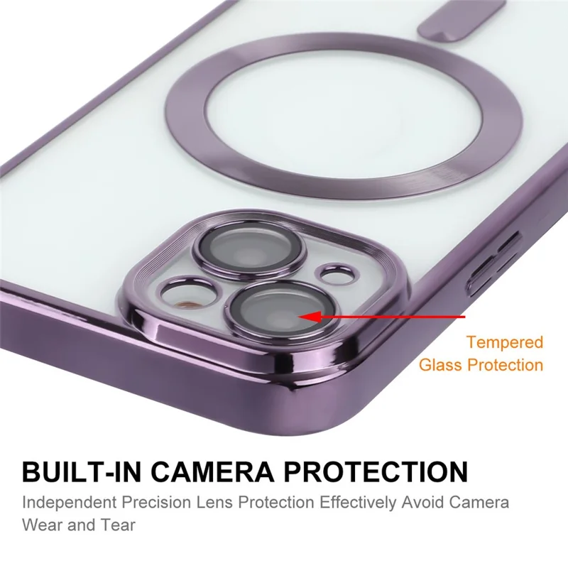 ENKAY HAT PRINCE For iPhone 15 Plus Case Compatible with MagSafe Lens Guard Electroplating TPU Phone Cover - Purple