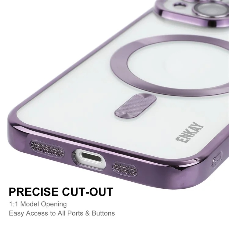 ENKAY HAT PRINCE Elektroplattierung TPU Slim Case für iPhone 15 kompatibel mit MagSafe Linsenschutz Sturzsicheres Handyhülle - Lila