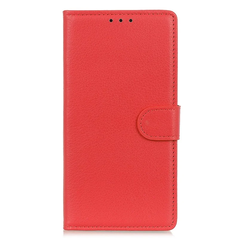 Wallet Phone Case for Honor 90 , Litchi Texture PU Leather Stand Protective Phone Cover - Red