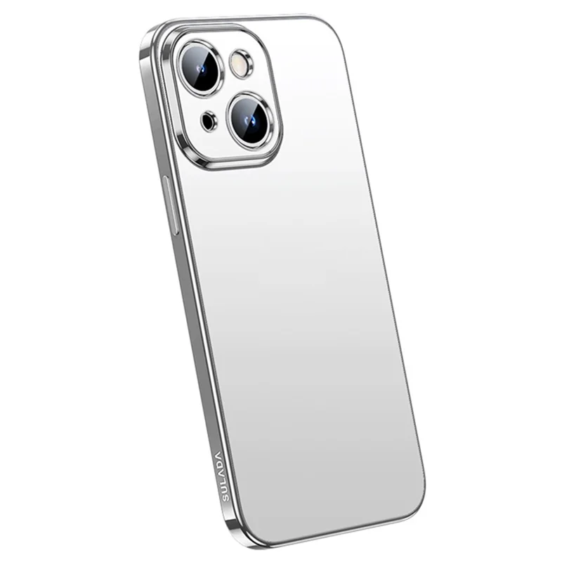 For iPhone 15 Plus Electroplating TPU Case Anti-Drop AG Matte Phone Cover Shockproof Phone Shell - Silver