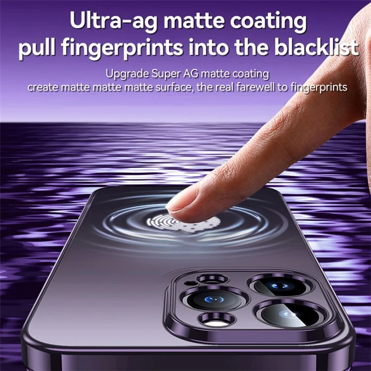 Protective TPU Case for iPhone 15 Pro Electroplating Anti-Scratch Phone Cover AG Matte Phone Case - Purple