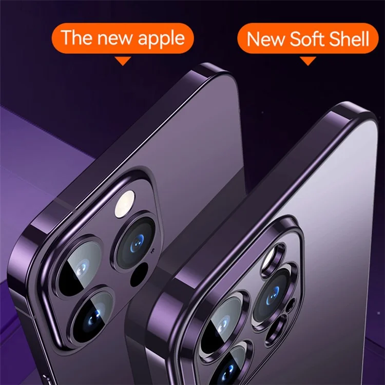 Protective TPU Case for iPhone 15 Pro Electroplating Anti-Scratch Phone Cover AG Matte Phone Case - Purple