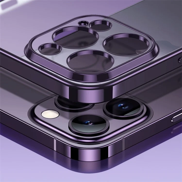 Protective TPU Case for iPhone 15 Pro Electroplating Anti-Scratch Phone Cover AG Matte Phone Case - Purple