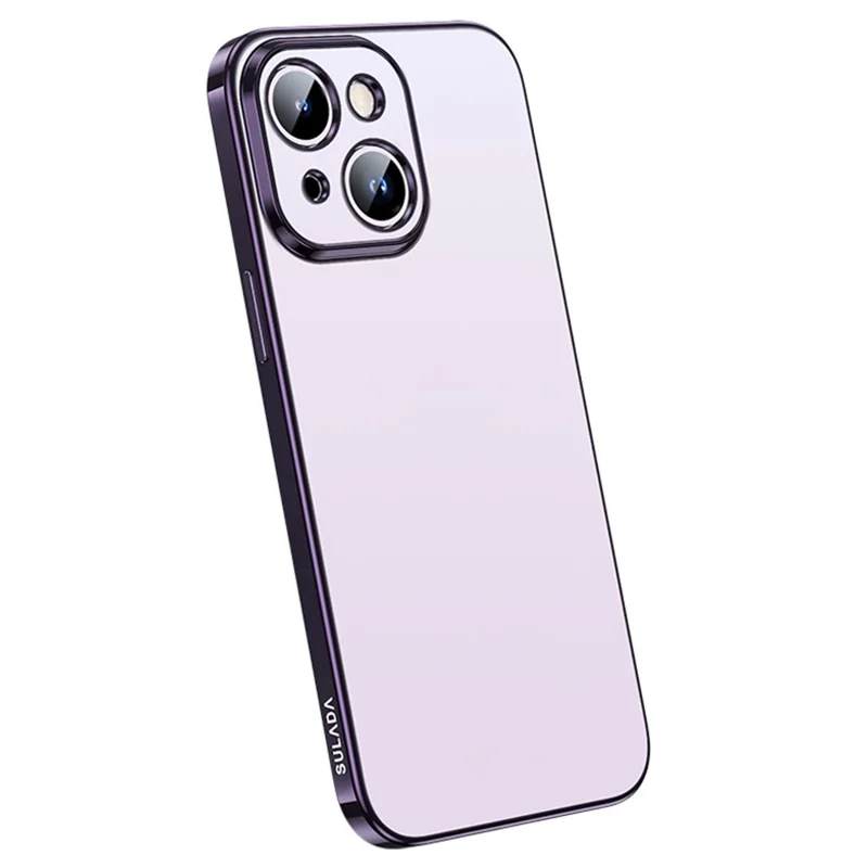 Slim TPU Case for iPhone 15 Electroplating AG Matte Phone Shell Anti-Drop Phone Cover - Purple