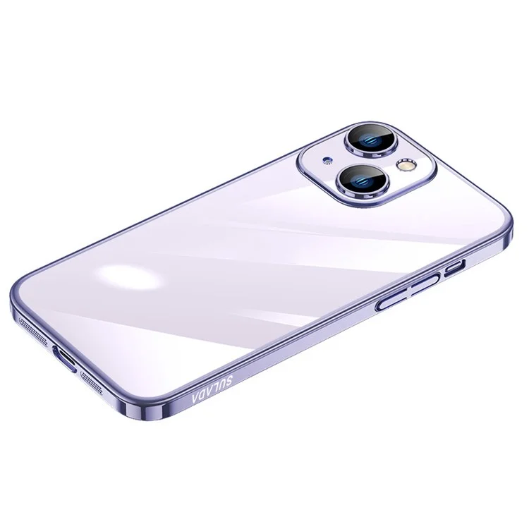 SULADA JINGJIA Series for iPhone 15 Tempered Glass Camera Lens Film Phone Case Hard PC Electroplating Clear Phone Cover - Purple