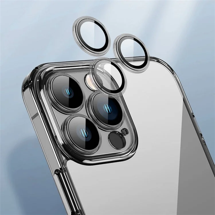 SULADA Crystal Steel Series для iPhone 15 Pro Max TPU+Tempered Glass Clear Case Anti-Drop Phone Cover - Transparent Blue