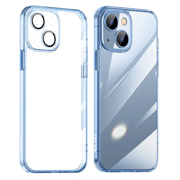 SULADA Crystal Steel Series TPU+Tempered Glass Clear Case für iPhone 15 Anti-Drop Schutzhülle - Transparentes Blau