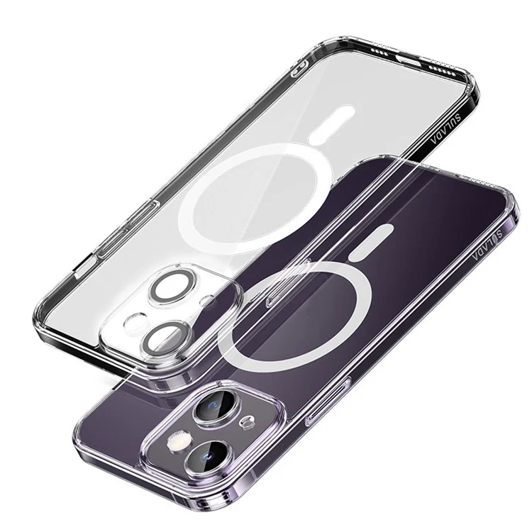 SULADA Slim Case with Lens Film for iPhone 15 TPU+PC Cover Compatible with MagSafe - Transparent