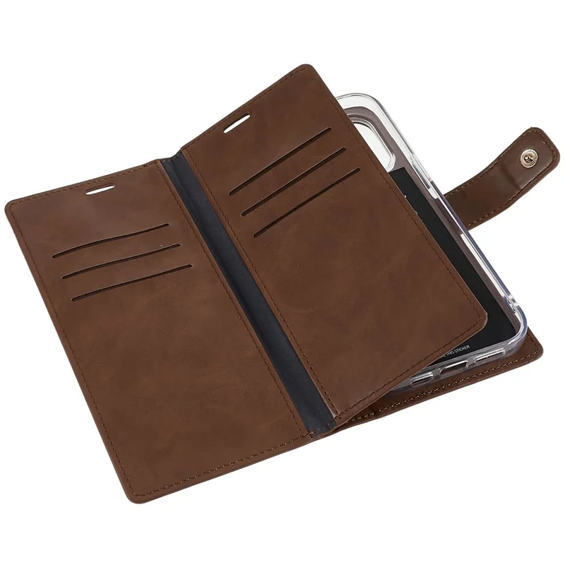 MERCURY GOOSPERY Mansoor Series for iPhone 15 Pro Max Wallet Phone Case PU Leather Phone Cover - Brown