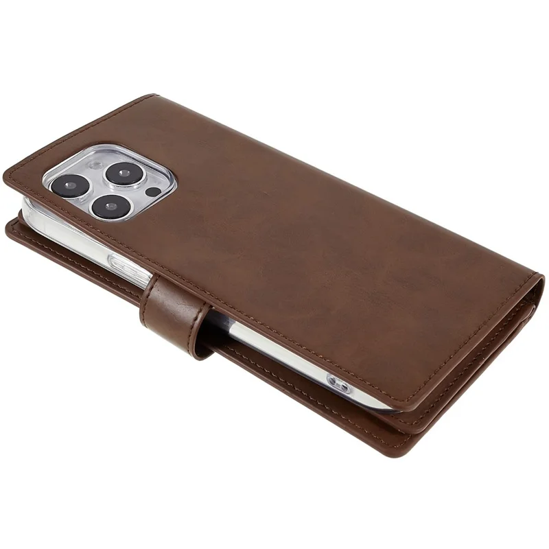 MERCURY GOOSPERY Mansoor Series for iPhone 15 Pro Max Wallet Phone Case PU Leather Phone Cover - Brown