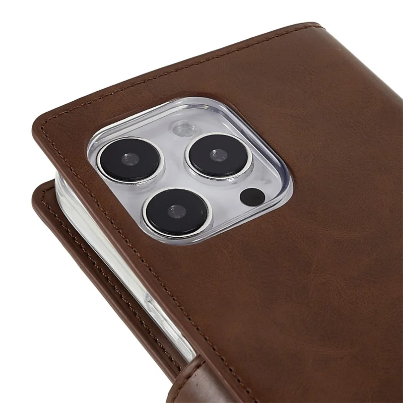 MERCURY GOOSPERY Mansoor Series for iPhone 15 Pro Max Wallet Phone Case PU Leather Phone Cover - Brown