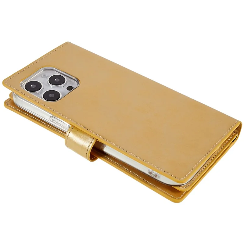 MERCURY GOOSPERY Mansoor Series per iPhone 15 Pro Max Wallet Phone Case Custodia in Pelle PU - Oro