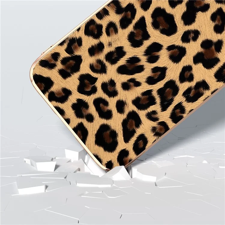 Custodia per telefono con elettrodeposizione Nano per Samsung Galaxy S23 FE, cover in pelle con motivo leopardato+TPU+PC - Marrone