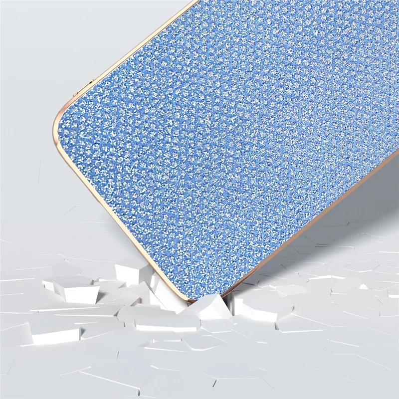 For Samsung Galaxy S23 FE Rhinestone Decor Phone Case Electroplating Leather Coated TPU+PC Cover - Blue