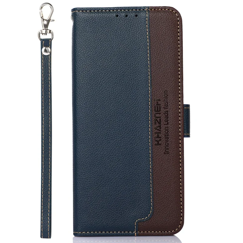 KHAZNEH For Honor 90 Phone Shell Litchi Texture Wallet Stand RFID Blocking Anti-Scratch PU Leather Case - Blu