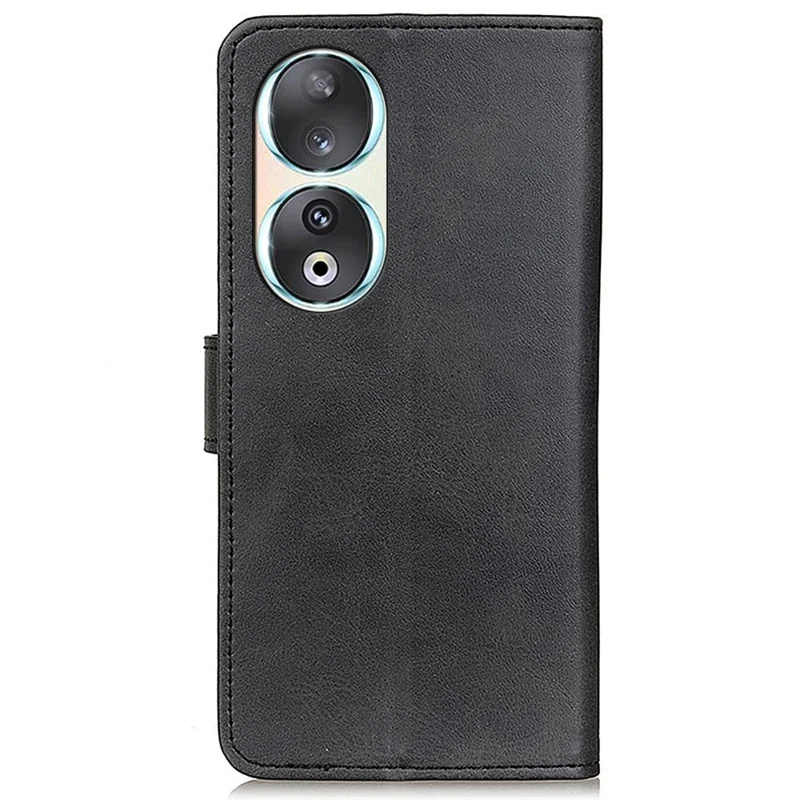PU Leather Telefoonhoesje voor Honor 90, Koeienhuidstructuur Portemonnee Stand Volledig Omsloten Cover - Zwart