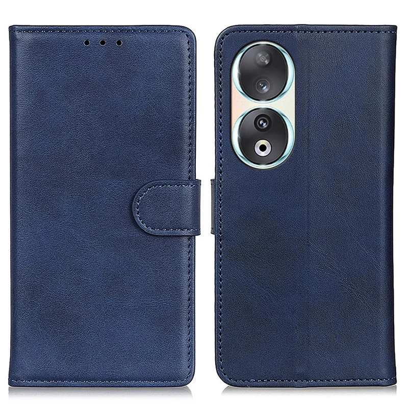 PU-Leder-Handyhülle für Honor 90, Rindsleder-Textur-Geldbörse mit Ständer, vollständig umhüllende Abdeckung - Blau