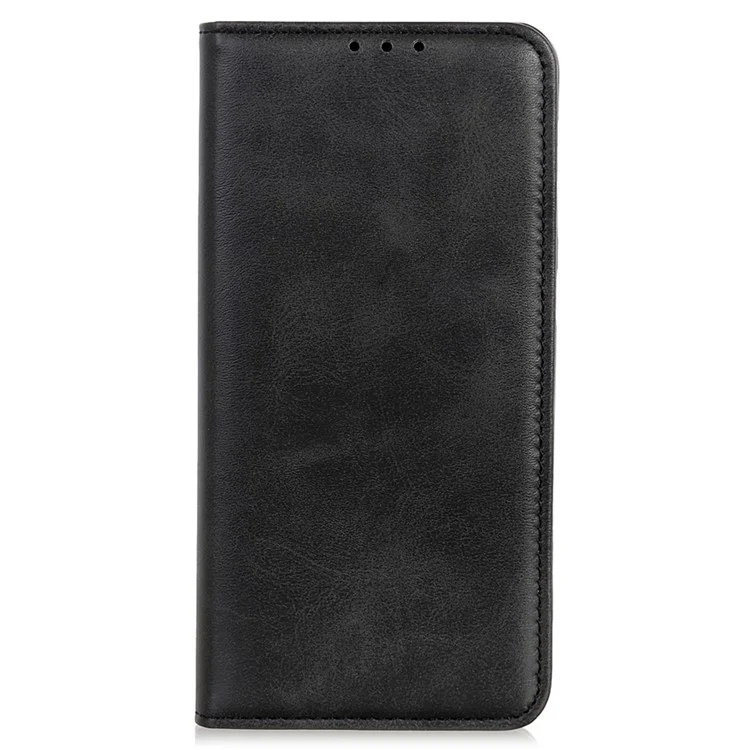 Wallet Phone Case for Honor 90 , Protective Stand Shell Cowhide Texture Split Leather Phone Cover - Black