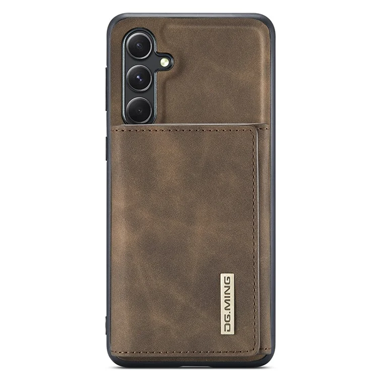 DG.MING M1 Series for Samsung Galaxy S23 FE Leather Coated TPU+PC Phone Case Kickstand Detachable Wallet Cover - Coffee
