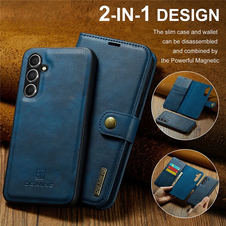 DG.MING per Samsung Galaxy S23 FE Custodia Telefonica Staccabile Portafoglio in Pelle Sintetica Supporto per Telefono - Blu