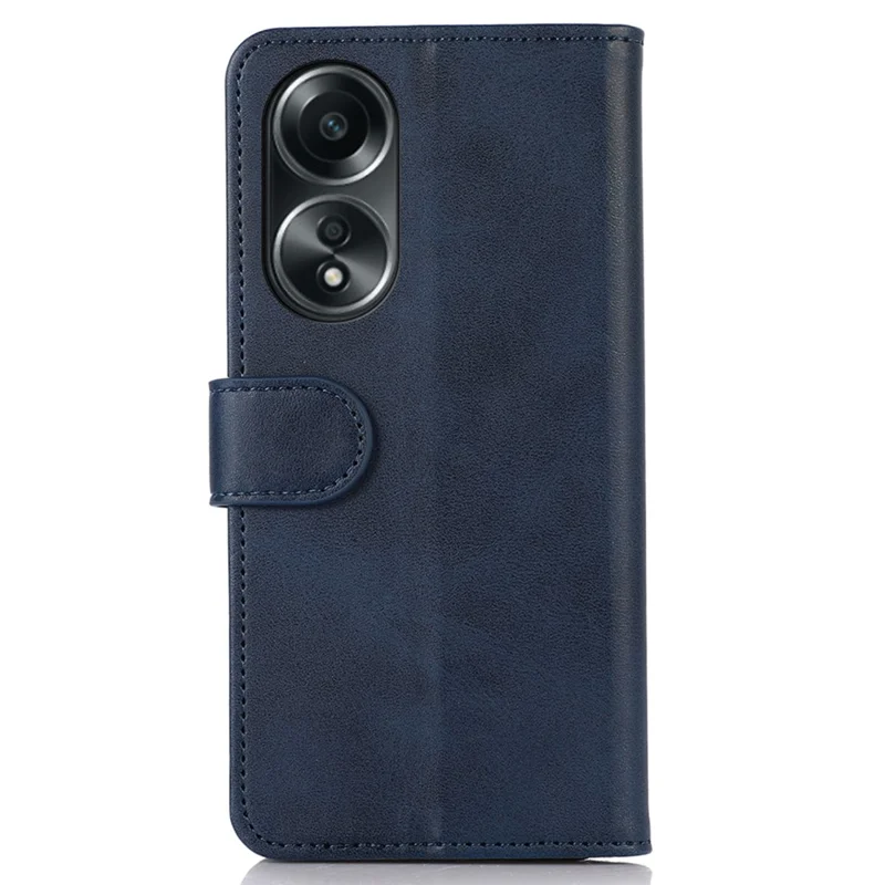 For Oppo A58 5G Cowhide Texture Phone Case Folio Flip Wallet Stand Leather Phone Cover - Blue
