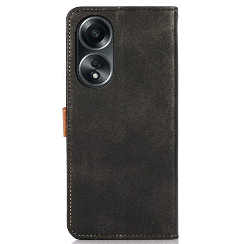 KHAZNEH Per Oppo A58 4G Custodia Portafoglio in Pelle Custodia Supporto Texture in Pelle di Mucca Anti-caduta - Nero