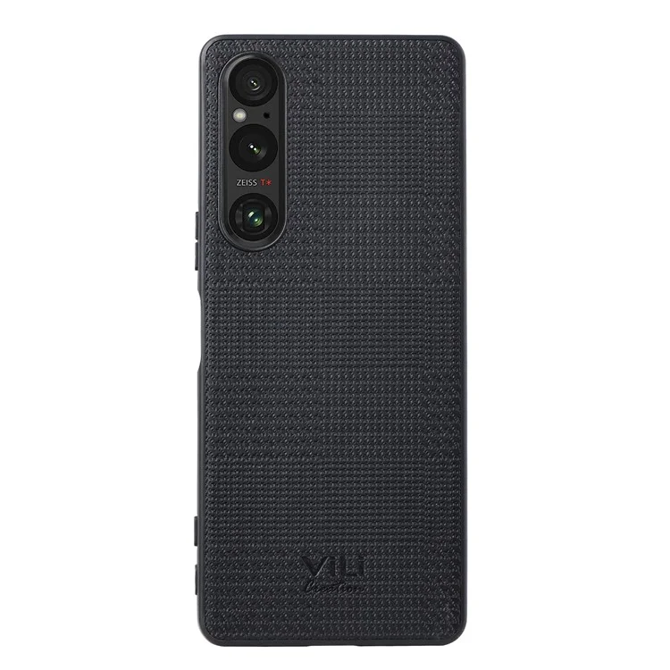 Étui pour téléphone VILI TH Series pour Sony Xperia 1 V, coque arrière en PC+TPU enduit de cuir PU - Noir