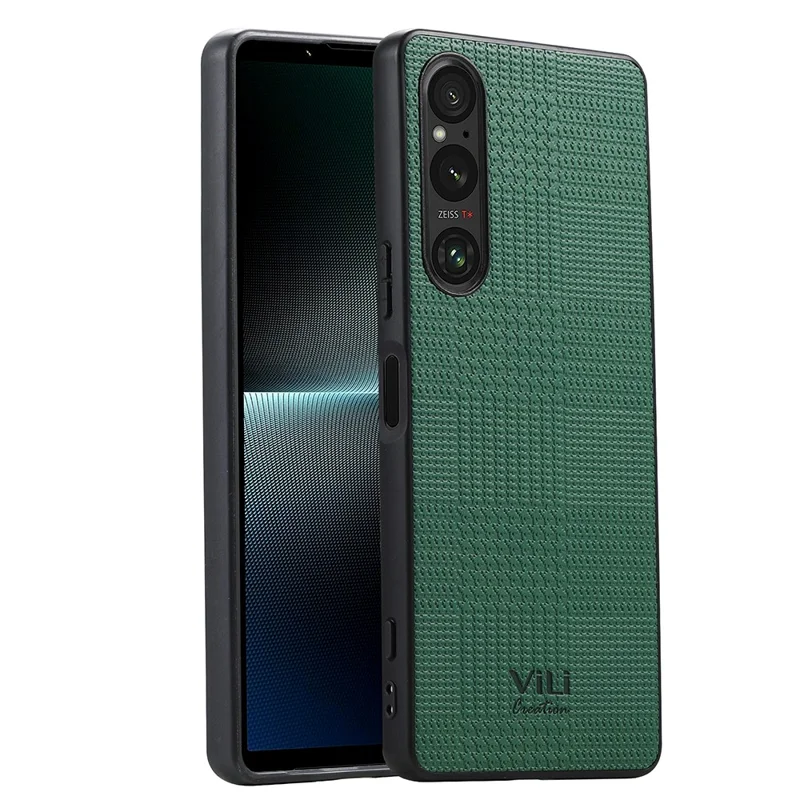 VILI TH Series Phone Case for Sony Xperia 1 V , PU Leather Coated PC+TPU Phone Back Cover - Green
