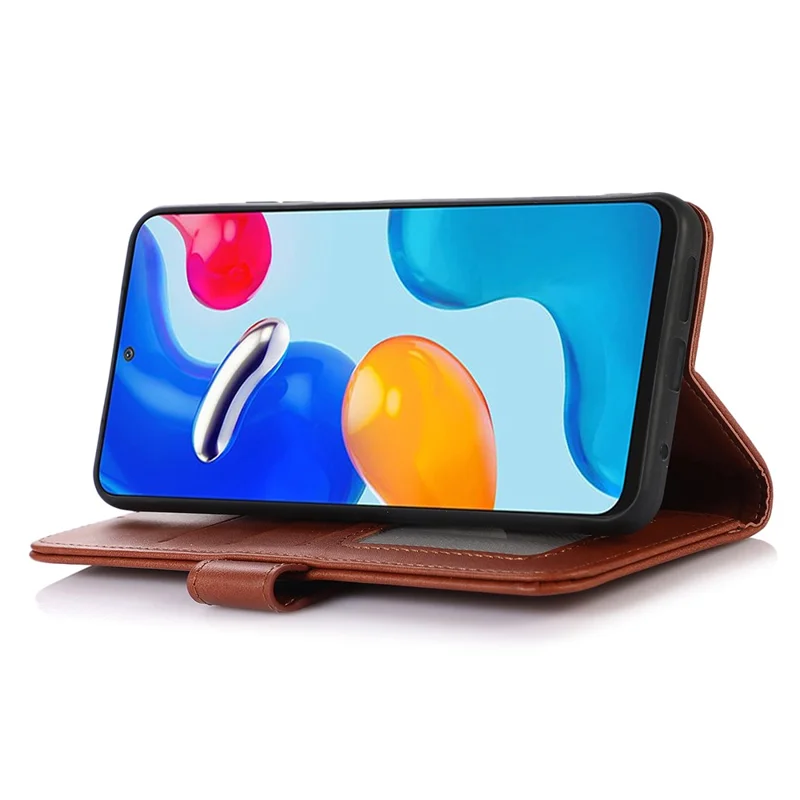 For Oppo A78 4G Folio Flip Cowhide Texture Phone Case Wallet Stand Leather Phone Cover - Brown