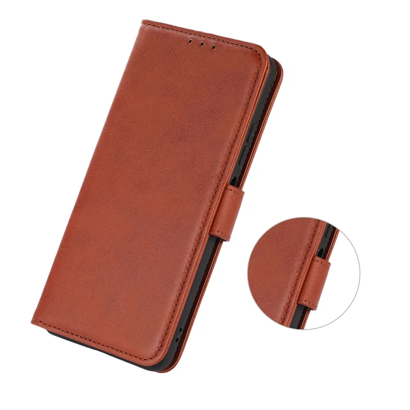 For Oppo A78 4G Folio Flip Cowhide Texture Phone Case Wallet Stand Leather Phone Cover - Brown