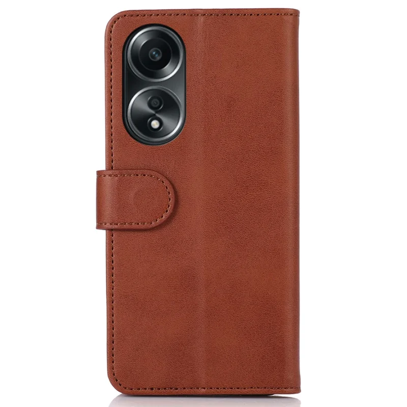 For Oppo A78 4G Folio Flip Cowhide Texture Phone Case Wallet Stand Leather Phone Cover - Brown