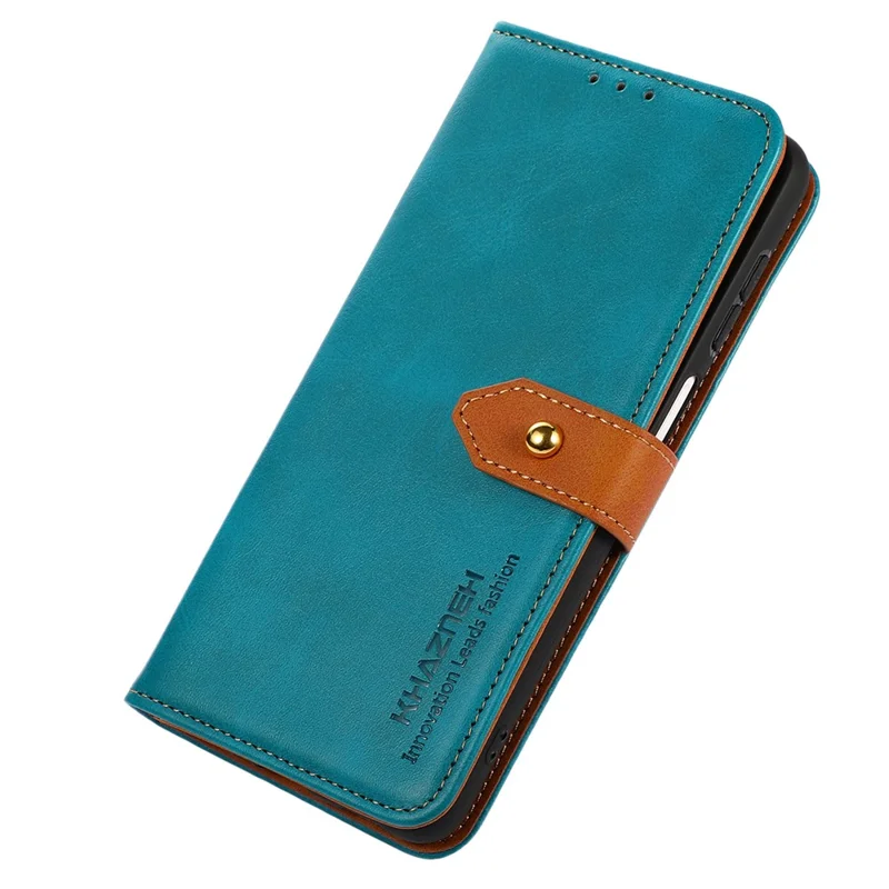KHAZNEH For Oppo A78 4G Bump Proof Leather Wallet Phone Cover Stand Cowhide Texture Case - Blue