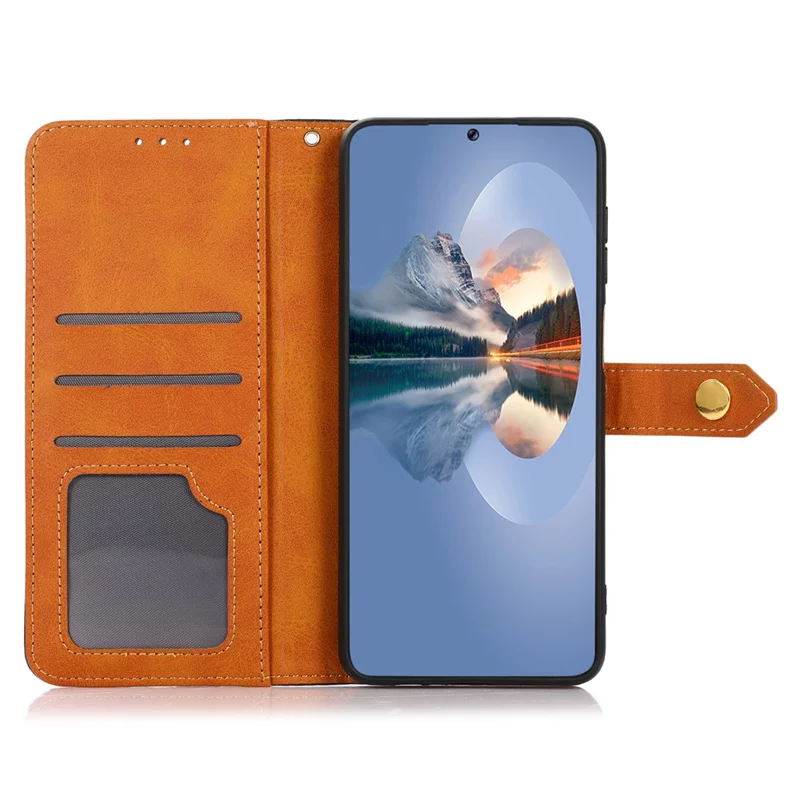 KHAZNEH For Oppo A78 4G Bump Proof Leather Wallet Phone Cover Stand Cowhide Texture Case - Rose Gold