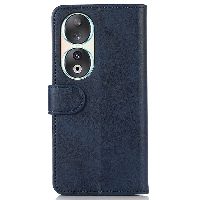 For Honor 90 Smartphone Case Cowhide Texture PU Leather Wallet Stand Phone Cover - Blue