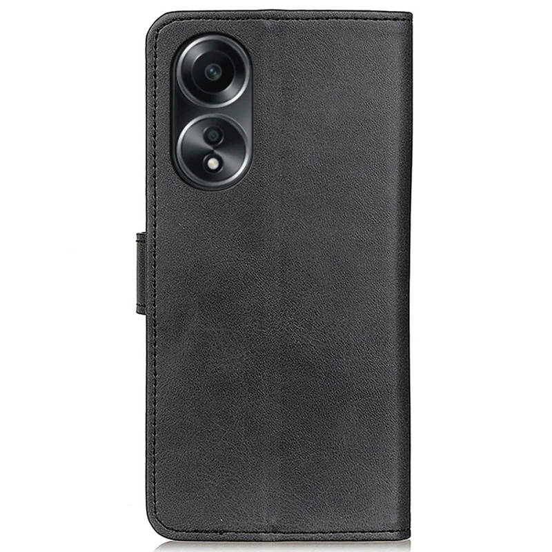 Pour Oppo A58 4G Étui téléphone en cuir PU anti-chute Texture de cuir de vache Support portefeuille - Noir