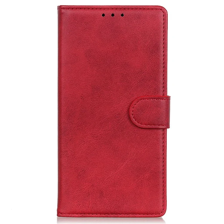 Für Oppo A58 4G PU-Leder Sturzsicheres Handyhülle Kuhfellstruktur Geldbörse Ständer Abdeckung - Rot
