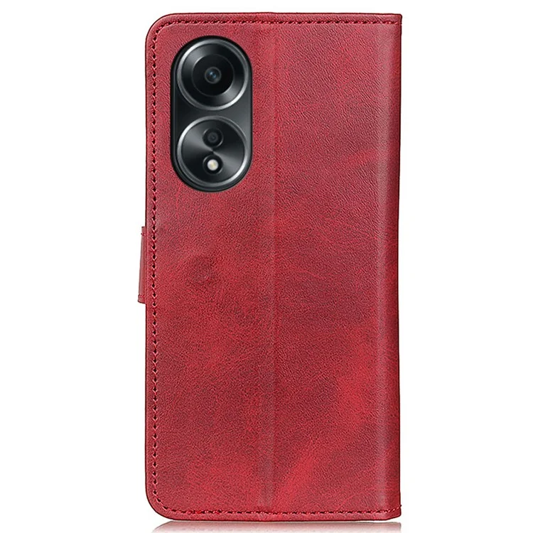 Für Oppo A58 4G PU-Leder Sturzsicheres Handyhülle Kuhfellstruktur Geldbörse Ständer Abdeckung - Rot