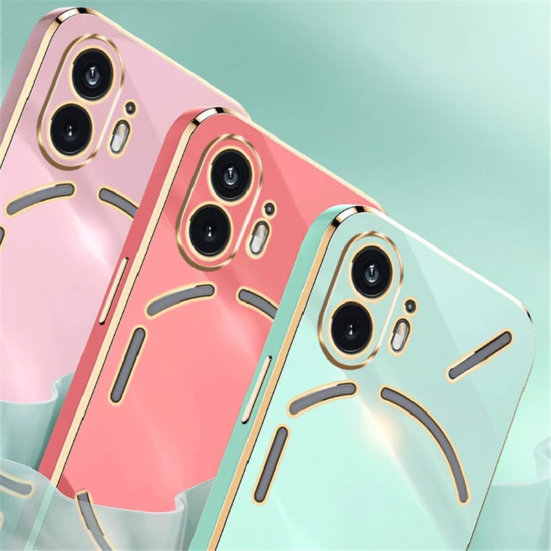 XINLI For Nothing Phone (2) Electroplated Phone Case TPU Anti-drop Back Cover with Ring Kickstand - Blue