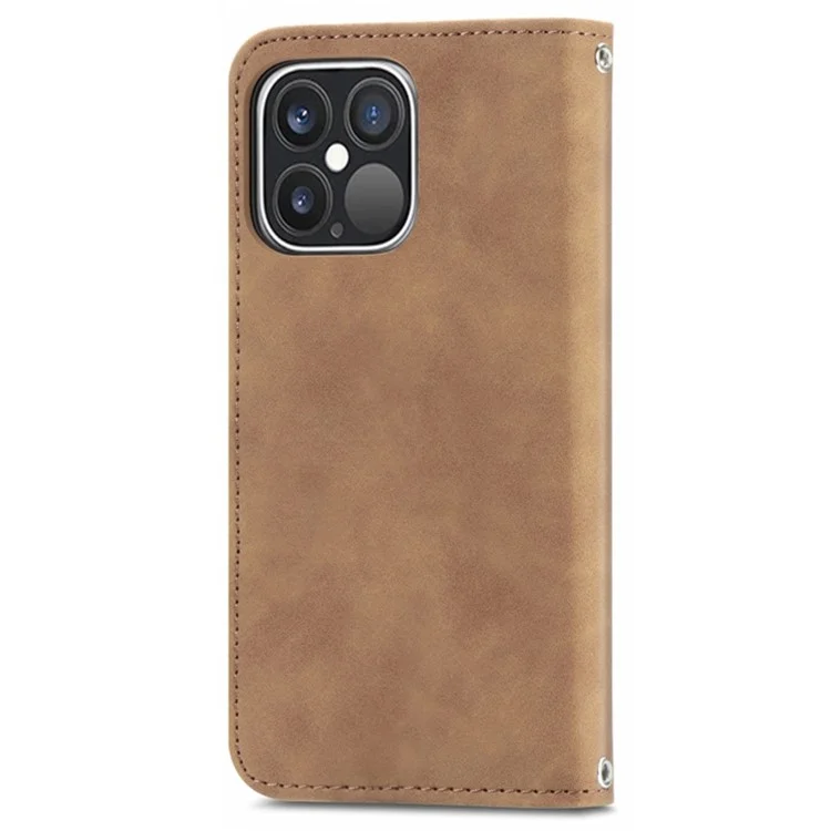Для iPhone 15 Plus Retro Skin-touch Кожаный чехол для телефона Откидная стойка с прорезями для карт - Коричневый