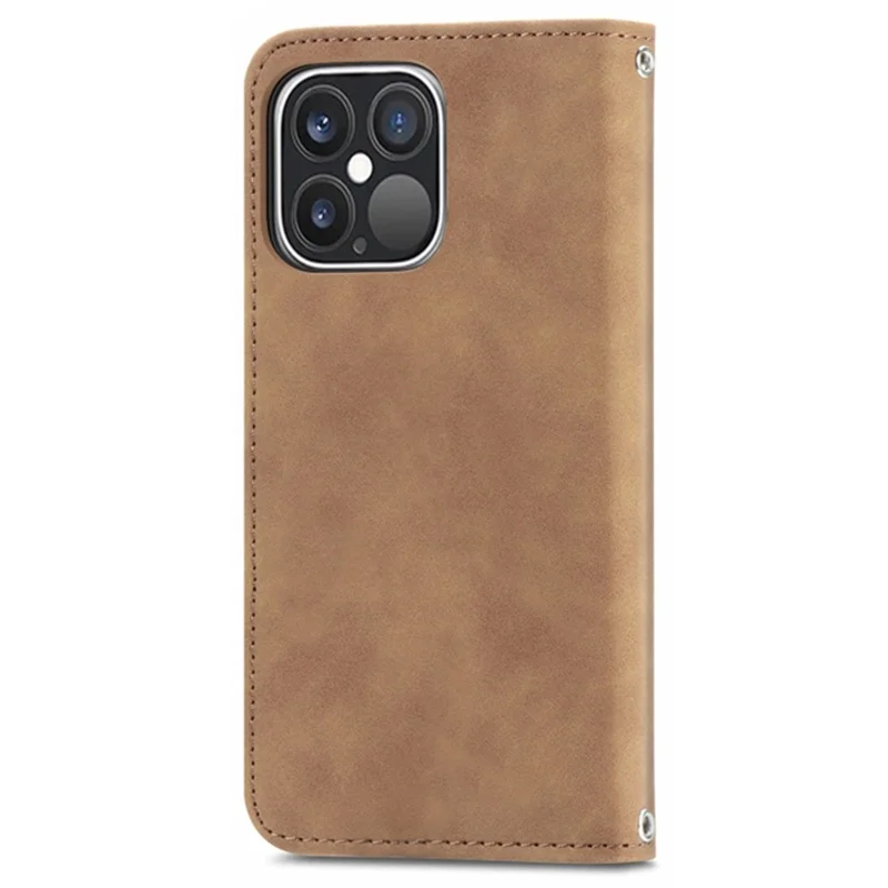 For iPhone 15 Pro Retro Shockproof Leather Stand Phone Case Skin-touch Card Holder Cover - Brown