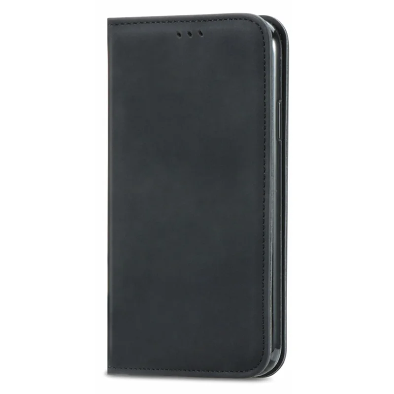For iPhone 15 Pro Retro Shockproof Leather Stand Phone Case Skin-touch Card Holder Cover - Black