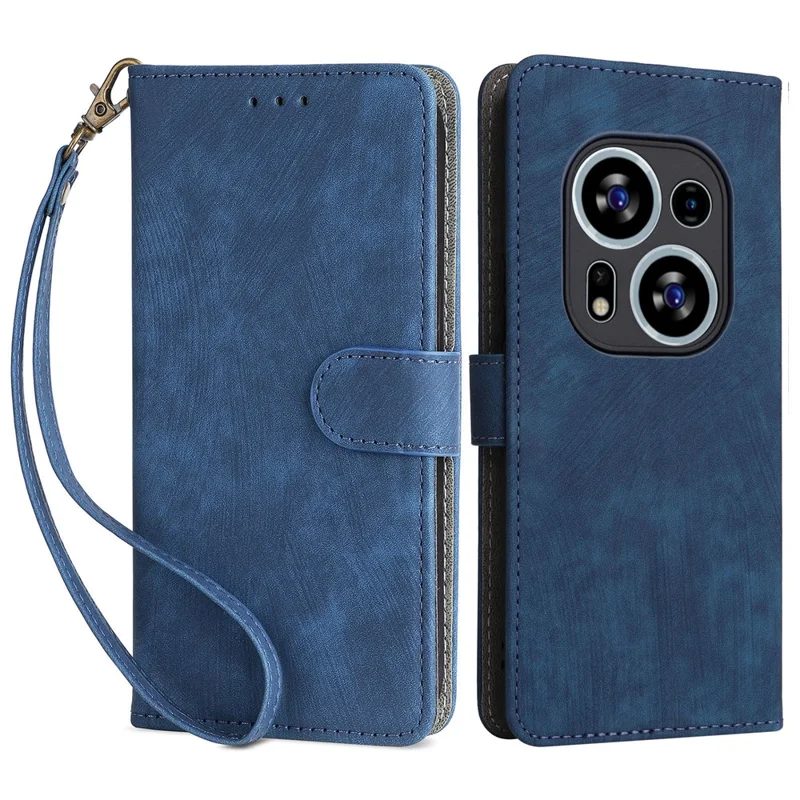 Voor TECNO Phantom X2 5G / X2 Pro 5G RFID-blokkerende hoesje Folio Flip lederen portemonnee standaardhoes met bandje - Blauw