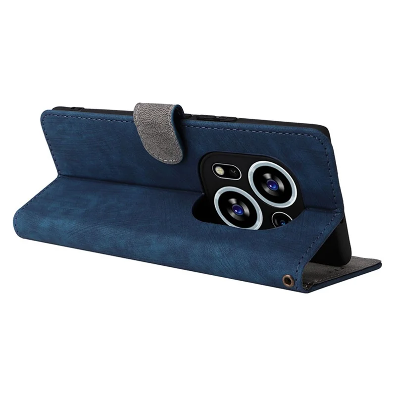 Voor TECNO Phantom X2 5G / X2 Pro 5G RFID-blokkerende hoesje Folio Flip lederen portemonnee standaardhoes met bandje - Blauw