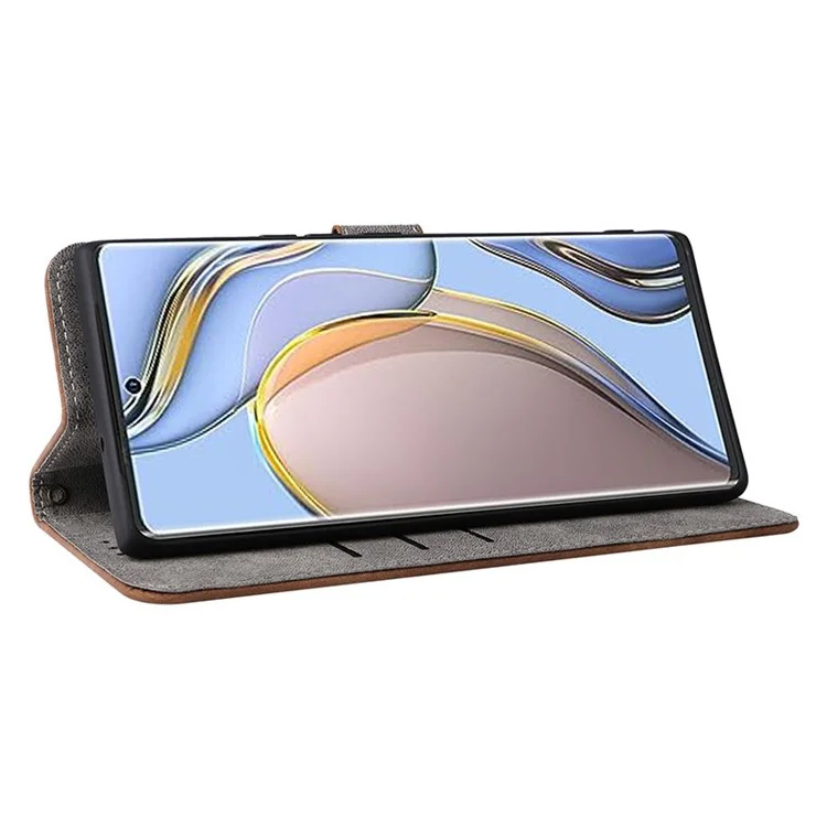 For TECNO Phantom X2 5G / X2 Pro 5G RFID Blocking Phone Case Folio Flip Leather Wallet Stand Cover with Strap - Brown