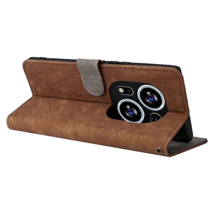 For TECNO Phantom X2 5G / X2 Pro 5G RFID Blocking Phone Case Folio Flip Leather Wallet Stand Cover with Strap - Brown