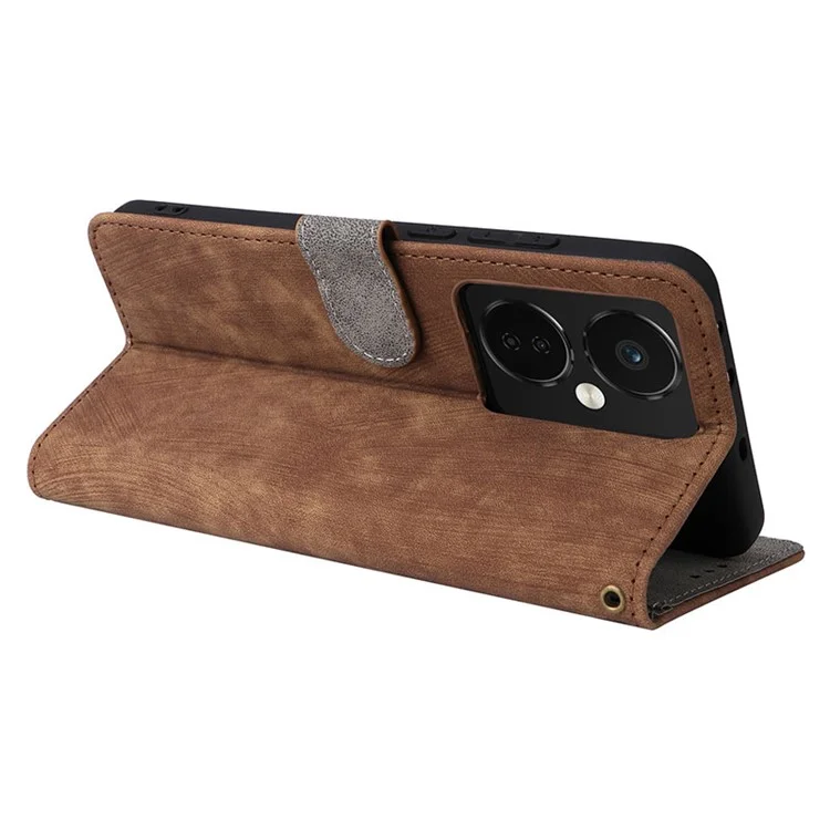 For OnePlus Nord CE3 5G / Oppo K11 5G RFID Blocking Cell Phone Case Leather Wallet Stand Cover with Strap - Brown