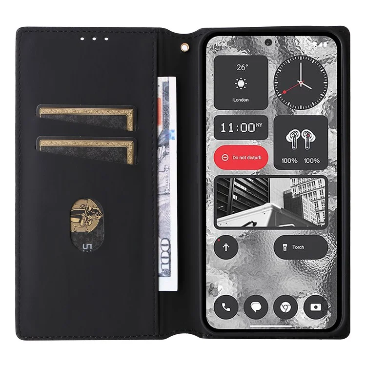 Pour Nothing Phone (2) Rhombus Imprinted Shockproof Cover PU Leather Wallet Stand Phone Case - Rouge