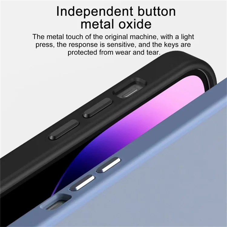 Skin-Touch Phone Case for iPhone 15 Shockproof Slim Hard PC+Soft TPU Phone Cover with Metal Lens Frame - Dark Purple